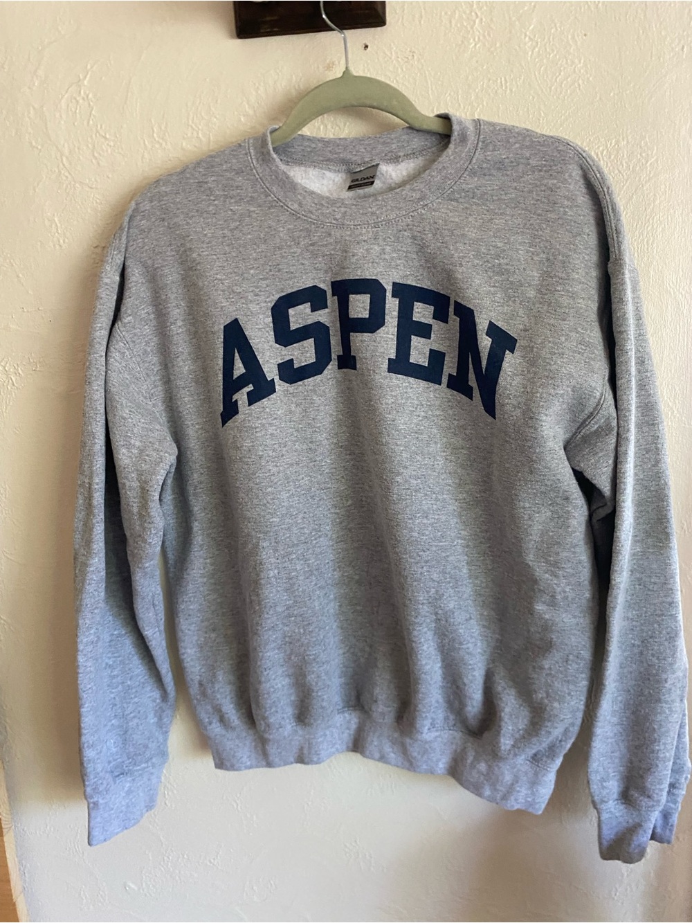 Gildan Gray Crewneck Sweatshirt with Navy ASPEN Lettering